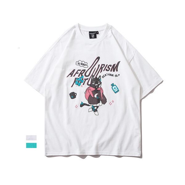 ins casual round neck short harajuku cartoon cat print men's and women's same youth student sports cotton t-shirt half sleeve, White;black
ins casual round neck short harajuku cartoon cat print men's and women's same youth student sports cotton t-shirt half sleeve, White;black