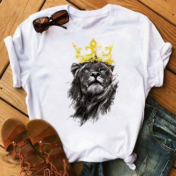 cartoon cool king of lion women t shirts printed men funny tee hipster 90s short sleeves o neck tees, White
cartoon cool king of lion women t shirts printed men funny tee hipster 90s short sleeves o neck tees, White