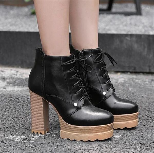boots pxelena retro punk ankle women lace up thick platform square chunky block high heels short female shoes office 34-421, Black
boots pxelena retro punk ankle women lace up thick platform square chunky block high heels short female shoes office 34-421, Black