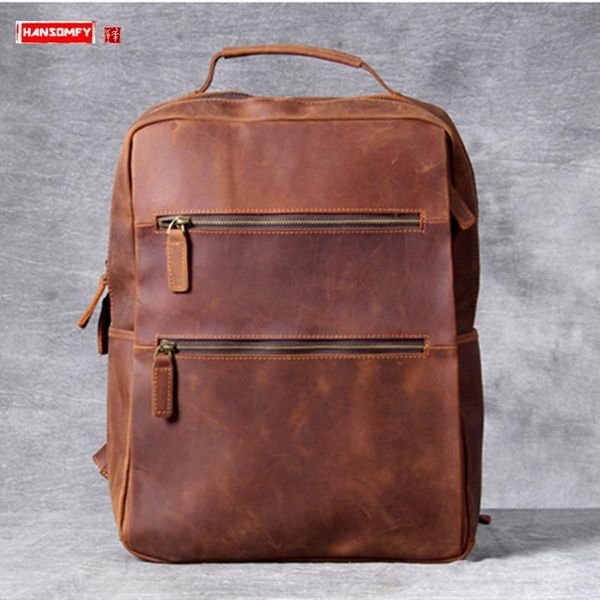 backpack large capacity retro crazy horse leather men's schoolbag original first layer lapmen travel bag
backpack large capacity retro crazy horse leather men's schoolbag original first layer lapmen travel bag