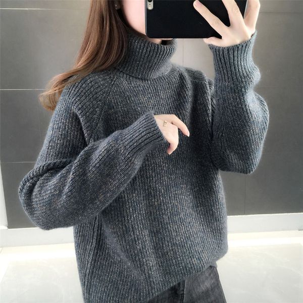 winter new lazy style high neck sweater for women in autumn with plush and thick black knitted bottom sweater for loose wear
winter new lazy style high neck sweater for women in autumn with plush and thick black knitted bottom sweater for loose wear