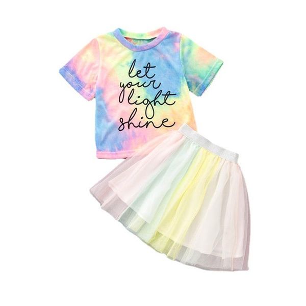 clothing sets lovely girls outfits two piece suit tie-dye short sleeve t-shirt and rainbow gauze skirt fashion children, White
clothing sets lovely girls outfits two piece suit tie-dye short sleeve t-shirt and rainbow gauze skirt fashion children, White