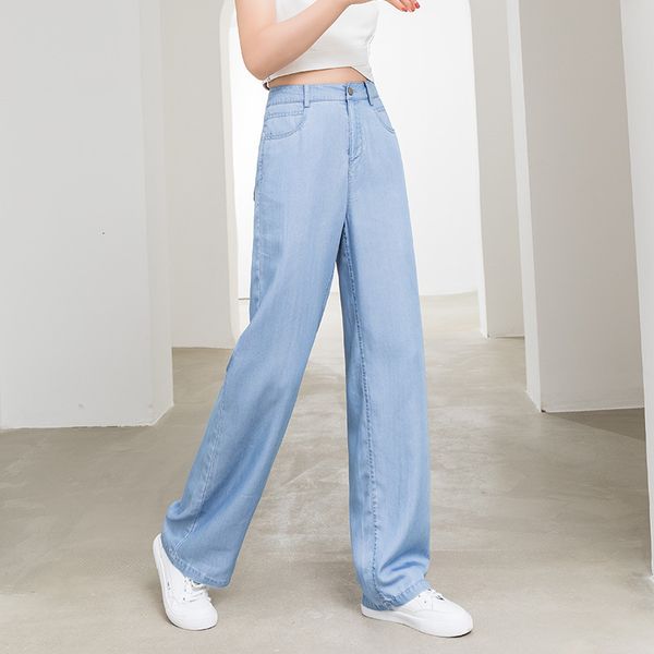 women's jeans 2021 spring tencel female jeans loose in straight line high waist, Blue
women's jeans 2021 spring tencel female jeans loose in straight line high waist, Blue