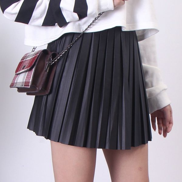 skirts women's skirts leather, plied or high waist 77xi, Black