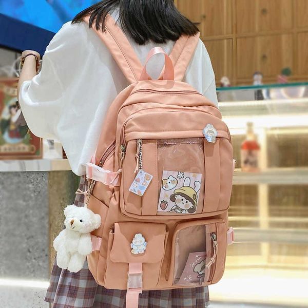 backpack multipocket waterproof nylon women's bag solid color transparent teen travel
backpack multipocket waterproof nylon women's bag solid color transparent teen travel