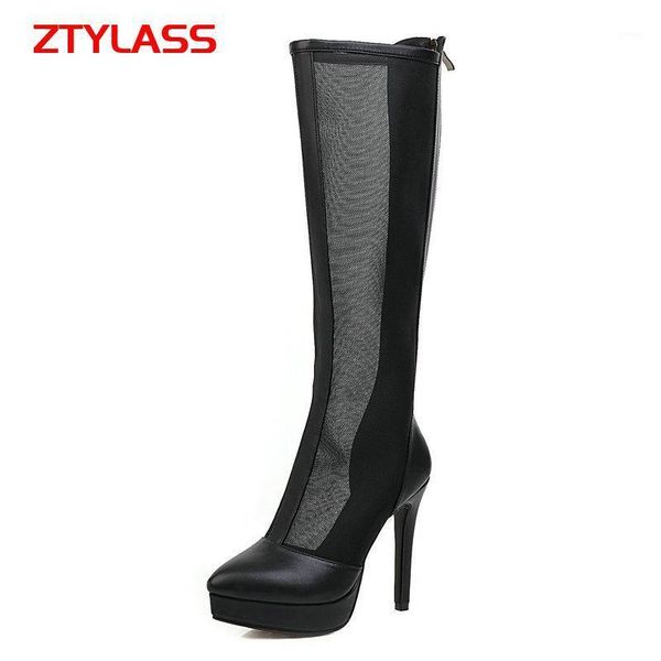summer women knee high boots hollow thin heel breathable mesh fashion zipper platform shoes black1, Black
summer women knee high boots hollow thin heel breathable mesh fashion zipper platform shoes black1, Black