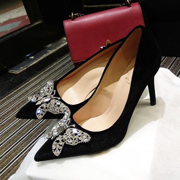 dress shoes butterfly crystal pointed toe women rhinestone black velvet high heels red wedding
dress shoes butterfly crystal pointed toe women rhinestone black velvet high heels red wedding