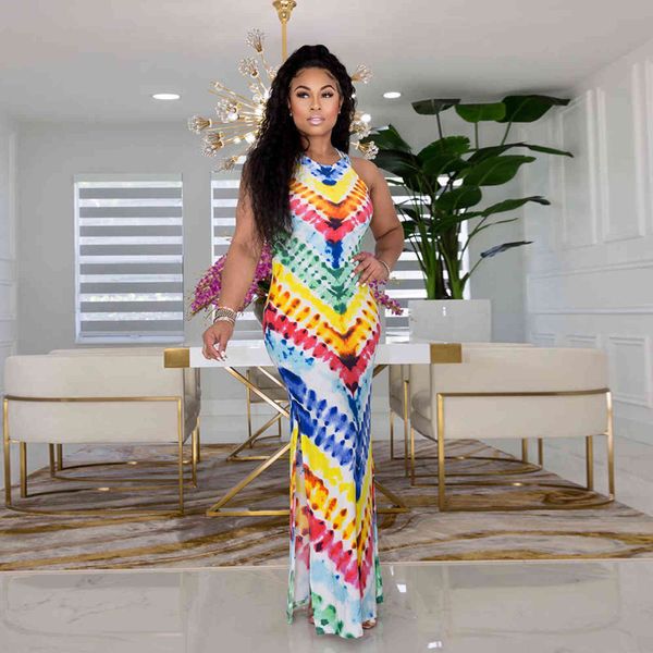 rmsfe women's sleeveless round neck fashion rainbow print suspender temperament dress 211116, White;black
rmsfe women's sleeveless round neck fashion rainbow print suspender temperament dress 211116, White;black