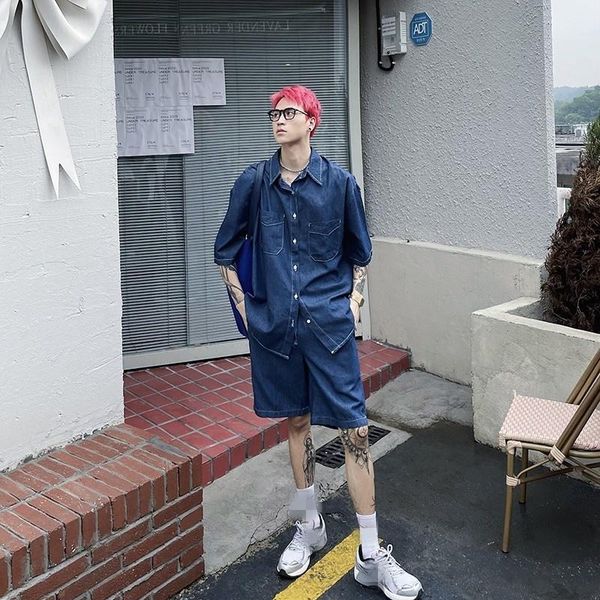 jogging clothing korean summer style cargo denim sets men shirts shorts hip hop two piece outfits vintage casual loose jeans matching, Black;red
jogging clothing korean summer style cargo denim sets men shirts shorts hip hop two piece outfits vintage casual loose jeans matching, Black;red