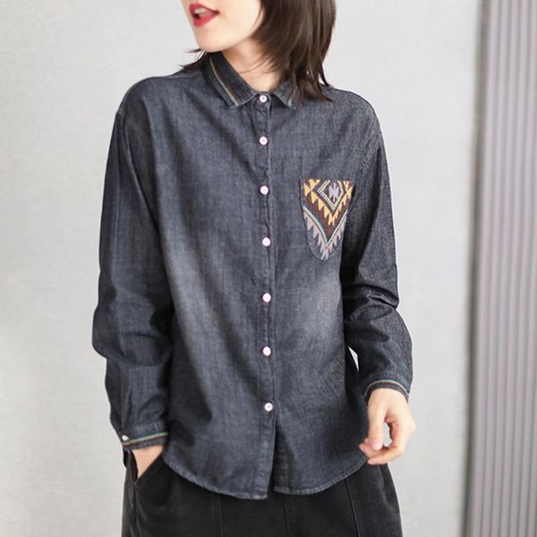 fairynatural ladies 2021 spring embroidery denim blouses button full sleeve turn down collar female casual retro clothes women's & shi, White
fairynatural ladies 2021 spring embroidery denim blouses button full sleeve turn down collar female casual retro clothes women's & shi, White