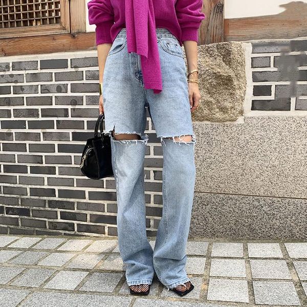 women's jeans spring 2021 high waisted washed, cut, burr, ruffian and mop from south korea, Blue
women's jeans spring 2021 high waisted washed, cut, burr, ruffian and mop from south korea, Blue