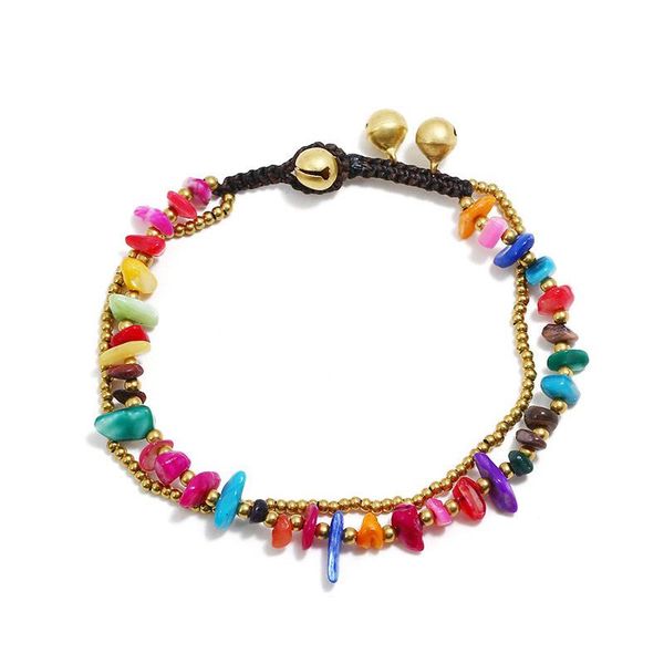 double layer chain on foot anklets for women jewelry charm gold color beads stone ankle bracelets bohemian beach accessories, Red;blue 
double layer chain on foot anklets for women jewelry charm gold color beads stone ankle bracelets bohemian beach accessories, Red;blue