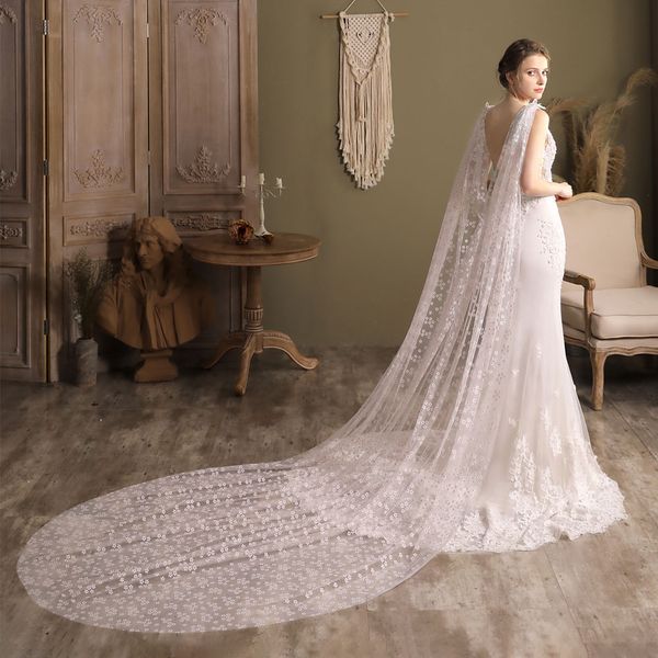 v827 luxury cathedral bridal veil soft tulle 2-shoulder daisy appliqued white long train wedding headdress for bride 270cm*170cm, Black
v827 luxury cathedral bridal veil soft tulle 2-shoulder daisy appliqued white long train wedding headdress for bride 270cm*170cm, Black