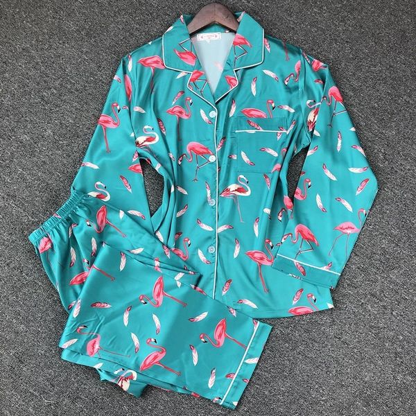 2 pieces satin pajamas set women print sleepwear long sleeve home suit nightgown ladies pyjamas pijamas femme autumn, Black;red
2 pieces satin pajamas set women print sleepwear long sleeve home suit nightgown ladies pyjamas pijamas femme autumn, Black;red