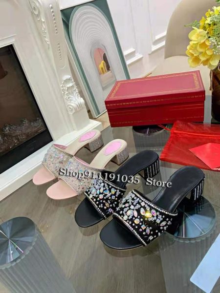 spring and summer designer brand rhinestones with lace mesh thick heel fashionable ladies slippers size 34-, Black
spring and summer designer brand rhinestones with lace mesh thick heel fashionable ladies slippers size 34-, Black