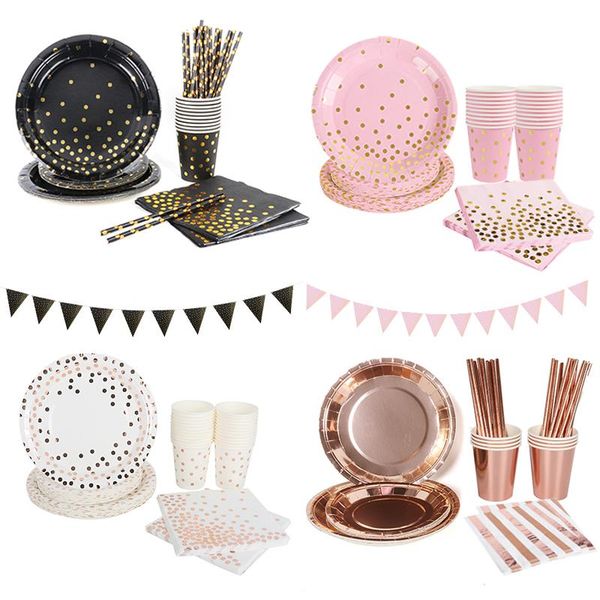 party decoration rose gold stamping dot dinnerware champagne black pink birth day disposable tableware paper plate cup wedding deco 1st kid
party decoration rose gold stamping dot dinnerware champagne black pink birth day disposable tableware paper plate cup wedding deco 1st kid