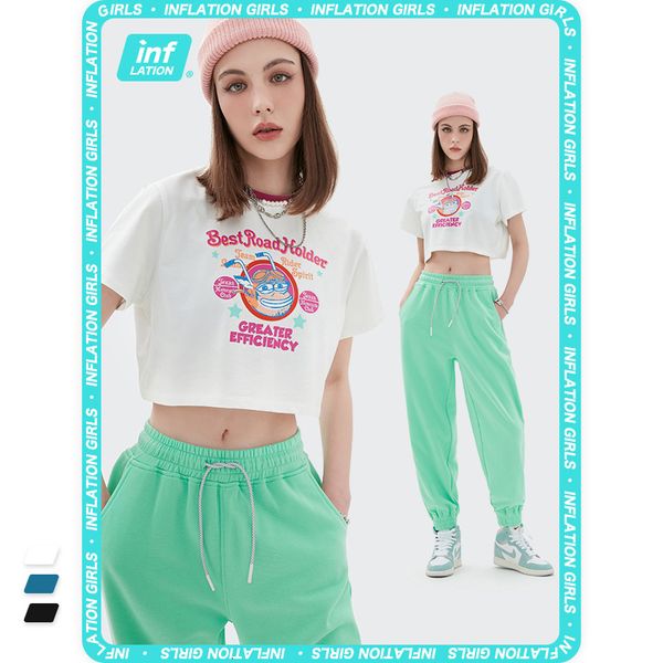 t shirt inf women's clothing - spring / summer fashion net red fun print contrast open navel short sleeve, White
t shirt inf women's clothing - spring / summer fashion net red fun print contrast open navel short sleeve, White