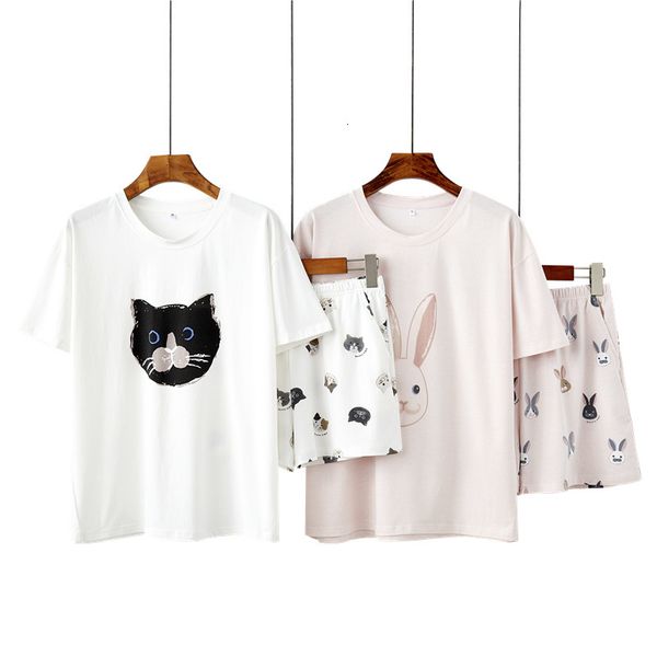 gp summer lady modal pajamas cartoon cute cat rabbit short sleeve shorts home suit can be worn out, Black;red
gp summer lady modal pajamas cartoon cute cat rabbit short sleeve shorts home suit can be worn out, Black;red