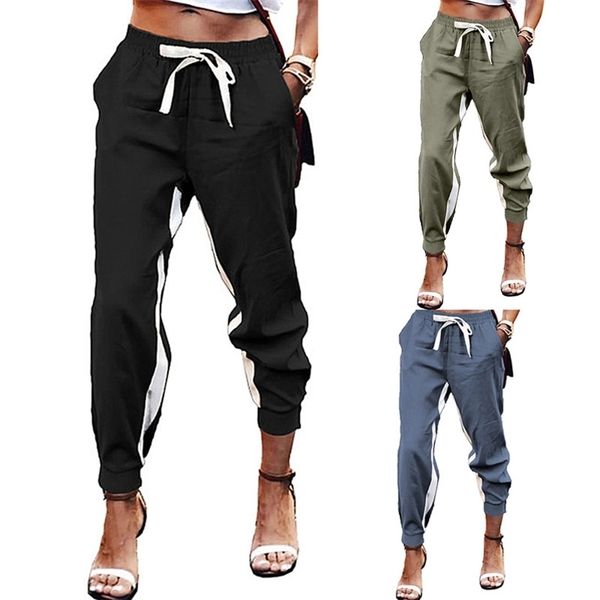 women harem pants side lines high waist drawstring pocket workout casual sports running fitness trousers clothing 210522, Black;white
women harem pants side lines high waist drawstring pocket workout casual sports running fitness trousers clothing 210522, Black;white