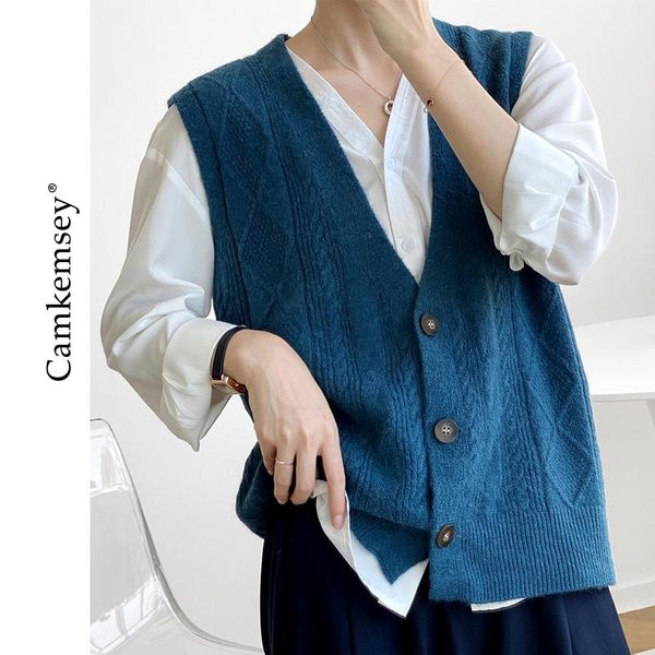 women's vests korean single breasted knitted sweater vest for women basic v-neck autumn winter soft knit cardigan, Black;white
women's vests korean single breasted knitted sweater vest for women basic v-neck autumn winter soft knit cardigan, Black;white