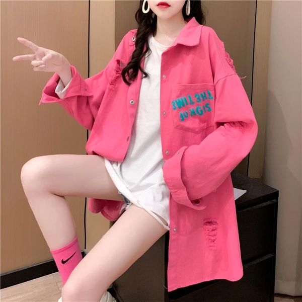 women's jackets spring retro korean loose-fitting design sense mid-length loose denim jacket, Black;brown
women's jackets spring retro korean loose-fitting design sense mid-length loose denim jacket, Black;brown