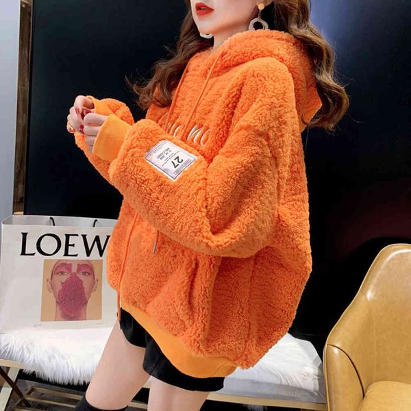 women hoodie winter autumn warm faux lamb fur oversize casual fleece sweatershirt crop loose pullover sweat femme, Black
women hoodie winter autumn warm faux lamb fur oversize casual fleece sweatershirt crop loose pullover sweat femme, Black
