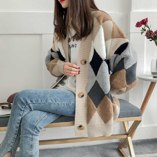 women's sweaters korean style autumn spring plaid pattern knitted cardigans single breasted v neck female outwear 9sar, White;black
women's sweaters korean style autumn spring plaid pattern knitted cardigans single breasted v neck female outwear 9sar, White;black