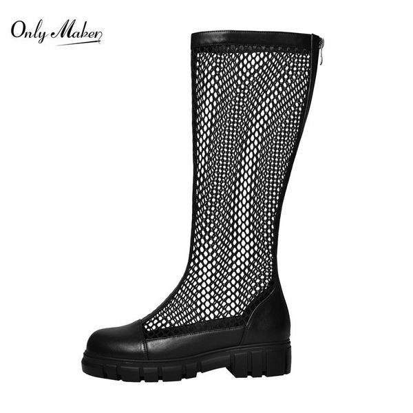 boots onlymaker round toe hollow low heels for women mesh matte black knee high fashion zipper big size
boots onlymaker round toe hollow low heels for women mesh matte black knee high fashion zipper big size