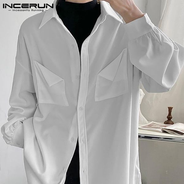 men's casual shirts incerun men shirt lapel solid color long sleeve pockets loose korean clothing 2021 streetwear fashion camisas s-5xl, White;black
men's casual shirts incerun men shirt lapel solid color long sleeve pockets loose korean clothing 2021 streetwear fashion camisas s-5xl, White;black