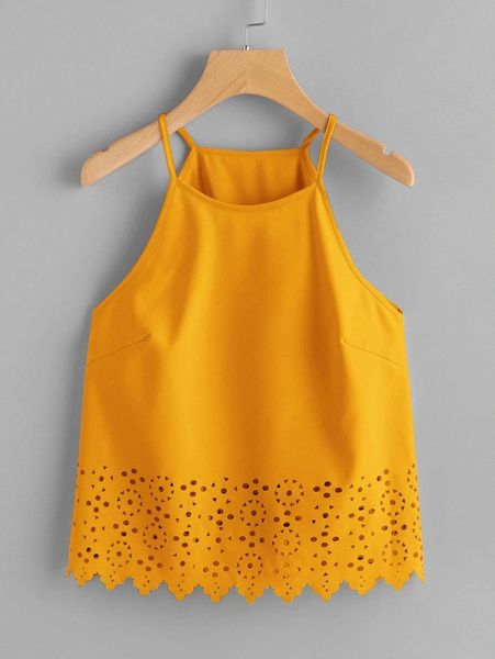 scallop edge laser cut cami z8jz#, White