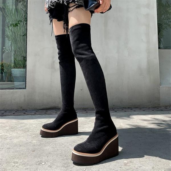 boots pxelena fashion wedge heels stretch thigh high women kid suede slim fit party date over the knee 2021 autumn winter, Black
boots pxelena fashion wedge heels stretch thigh high women kid suede slim fit party date over the knee 2021 autumn winter, Black