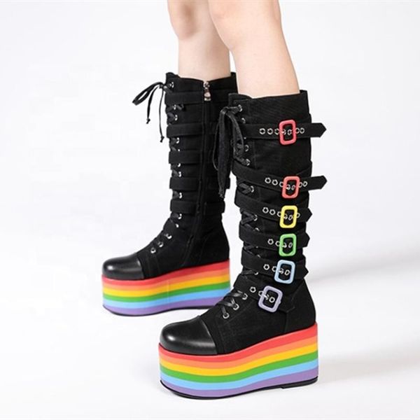 boots mixed colors buckle strap platform women knee high side zipper big size 44 2021 latest design rainbow sole lady's, Black
boots mixed colors buckle strap platform women knee high side zipper big size 44 2021 latest design rainbow sole lady's, Black