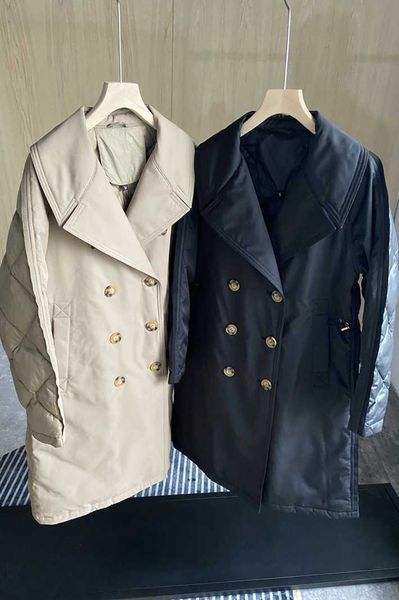 2021 european station double-breasted classic khaki waist-tight windbreaker down et womens coat, Black
2021 european station double-breasted classic khaki waist-tight windbreaker down et womens coat, Black
