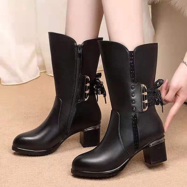 boots 2021 designer zipper high heels shoes women winter fashion party pumps mid calf chunky pu leather, Black
boots 2021 designer zipper high heels shoes women winter fashion party pumps mid calf chunky pu leather, Black