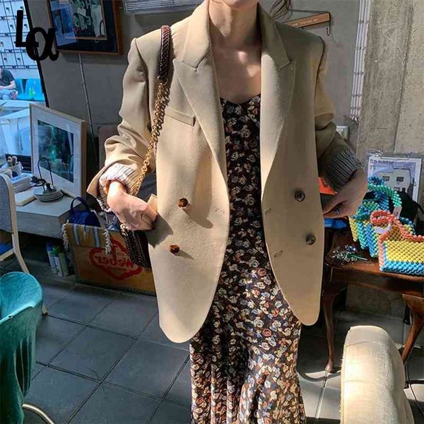 women spring loose blazers vintage business korean fashion double breasted casual office lady chic jackets 210519, White;black
women spring loose blazers vintage business korean fashion double breasted casual office lady chic jackets 210519, White;black