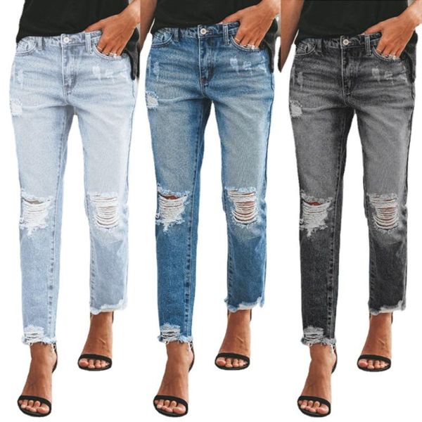 women's jeans multi colors denim pants for women temperament ripped design long trousers with pocket high waist, Blue
women's jeans multi colors denim pants for women temperament ripped design long trousers with pocket high waist, Blue