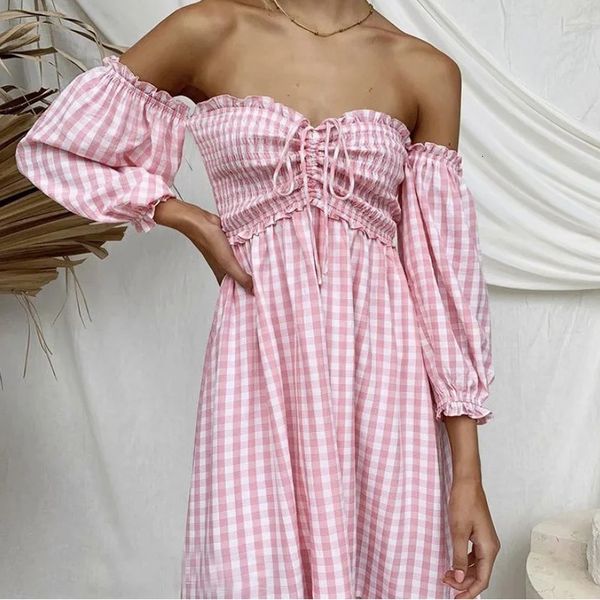 casual dresses pink plaid women 2021 summer boho beach cotton midi shirred off shoulder l53g, Black;gray
casual dresses pink plaid women 2021 summer boho beach cotton midi shirred off shoulder l53g, Black;gray