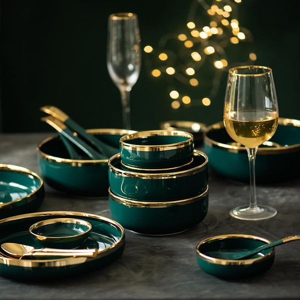 dishes & plates nordic emerald golden rims bowl and plate set household rice dinner light luxury ceramic tableware el supplies
dishes & plates nordic emerald golden rims bowl and plate set household rice dinner light luxury ceramic tableware el supplies