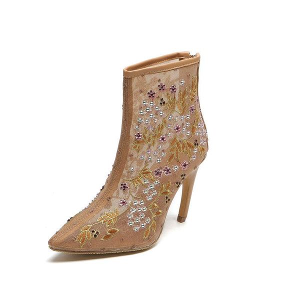 boots women summer shoes 2021 embroider crystal flowers studded transparent ankle pointed toe net back zipper heels, Black
boots women summer shoes 2021 embroider crystal flowers studded transparent ankle pointed toe net back zipper heels, Black
