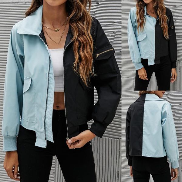 women's jackets fashion zipper long sleeve bomber jacket women 2021 autumn turndown coats and veste femme, Black;brown
women's jackets fashion zipper long sleeve bomber jacket women 2021 autumn turndown coats and veste femme, Black;brown