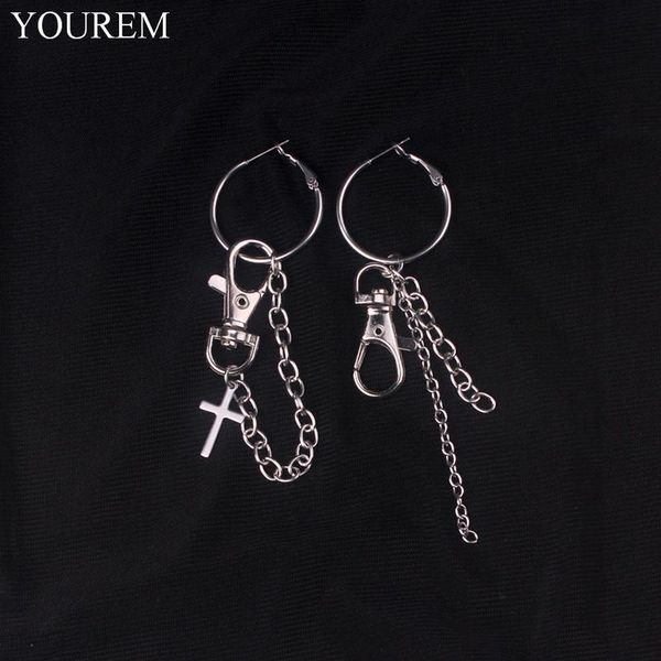 2*30mm asymmetry personality tassel stainless steel hoop earrings girls gifts punk cross dog buckle charm women & huggie, Golden;silver
2*30mm asymmetry personality tassel stainless steel hoop earrings girls gifts punk cross dog buckle charm women & huggie, Golden;silver