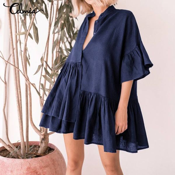 dresses celmia casual mini women v-neck half sleeve shirt dress 2021 summer beach ruffles sundress loose vestidos plus size, Black;gray
dresses celmia casual mini women v-neck half sleeve shirt dress 2021 summer beach ruffles sundress loose vestidos plus size, Black;gray