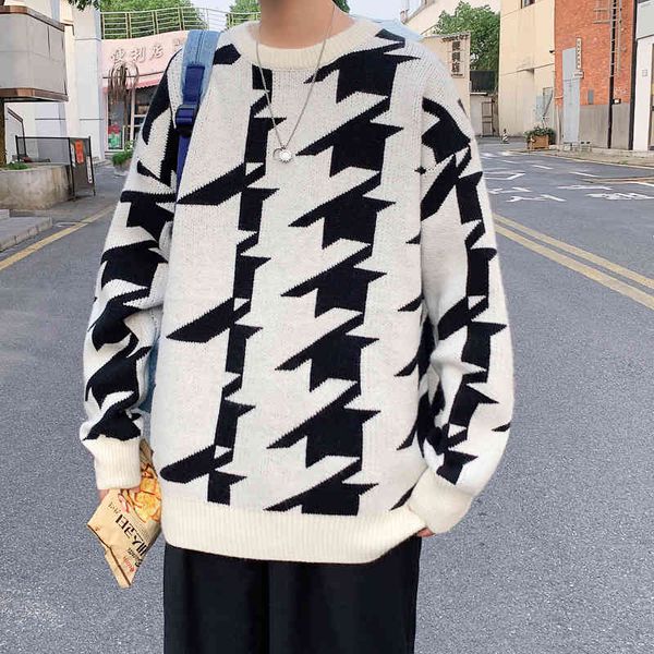 men's sweaters outono inverno camisolas masculinas juventude solta casual suéteres homens mulheres o-pescoço pulôver jacquard camisola, White;black
men's sweaters outono inverno camisolas masculinas juventude solta casual suéteres homens mulheres o-pescoço pulôver jacquard camisola, White;black