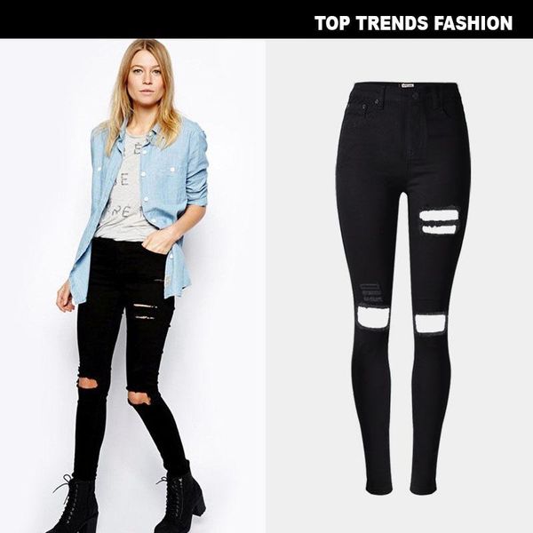 european and american street ripped slim jeans fashion tight pocket denim trousers 2021 women's, Blue
european and american street ripped slim jeans fashion tight pocket denim trousers 2021 women's, Blue
