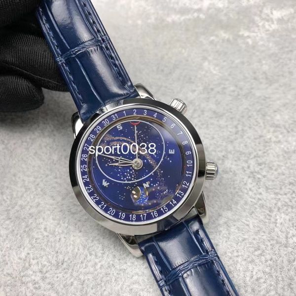 men's watches complication chronograph automatic mechanical watch oemg 6102 blue starry sky 44mm leather strap, Slivery;brown
men's watches complication chronograph automatic mechanical watch oemg 6102 blue starry sky 44mm leather strap, Slivery;brown