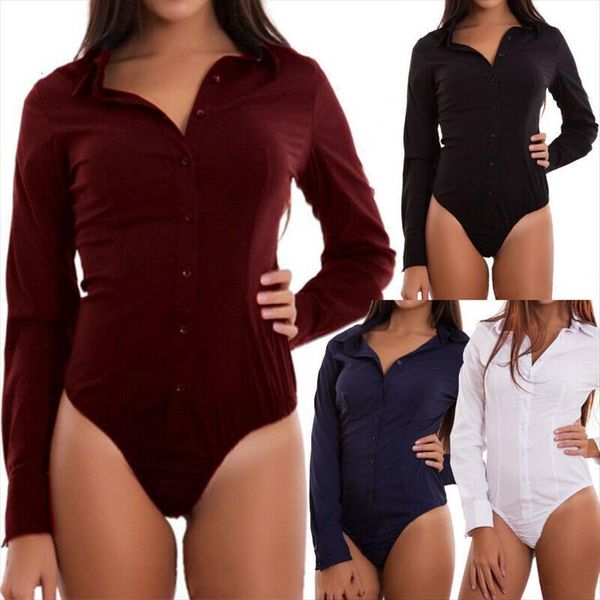 solid color button shirts formal women romper shirt long sleeve turn down collar bodysuit black white wine red
solid color button shirts formal women romper shirt long sleeve turn down collar bodysuit black white wine red