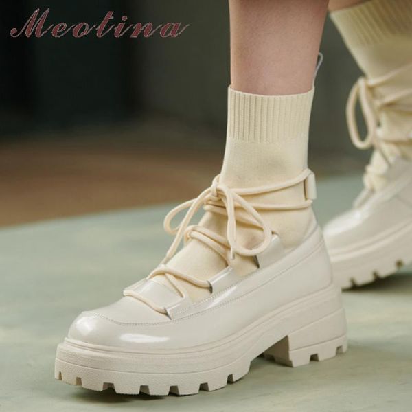 boots meotina genuine leather ankle shoes women platform thick heel round toe high lace up ladies autumn winter, Black
boots meotina genuine leather ankle shoes women platform thick heel round toe high lace up ladies autumn winter, Black