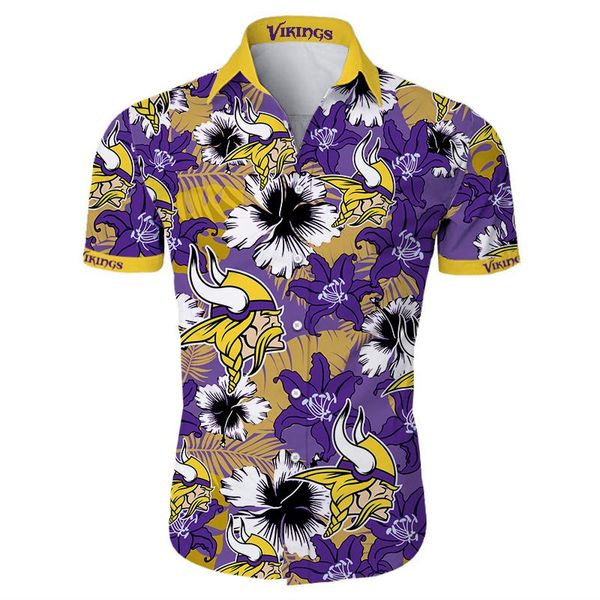 men's casual shirts 2021 minnesota fashion 3d hawaiian shirt purple, White;black