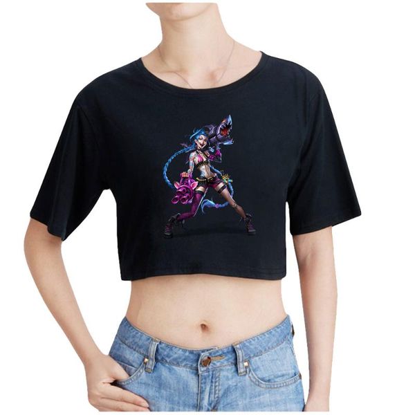 women's t-shirt arcane jinx tee merch crop exposed navel oversize o-neck women funny fashion young clothes, White
women's t-shirt arcane jinx tee merch crop exposed navel oversize o-neck women funny fashion young clothes, White