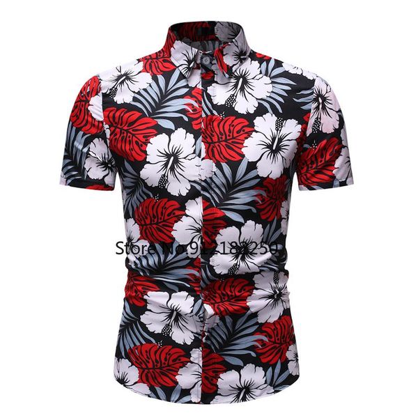 men's casual shirts mens beach camisa social masculina 2021 fashion brand floral shirt men slim fit short sleeve hawaiian male chemise, White;black
men's casual shirts mens beach camisa social masculina 2021 fashion brand floral shirt men slim fit short sleeve hawaiian male chemise, White;black